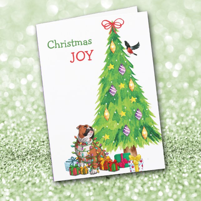 Cartão De Festividades Furioso Bulldog e Natal (Criador carregado)