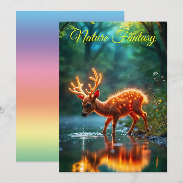 Cartão De Festividades Furos de água da fauna de veados radiantes (Frente/Verso)
