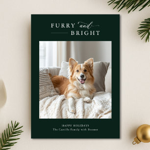 Cartão De Festividades Furry & Bright Simple Dog Natal 2 Foto Verde
