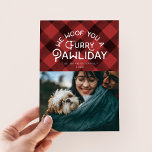 Cartão De Festividades Furry Pawliday | Controlo Pet Photo Red Buffalo<br><div class="desc">Comemore os feriados com seus amigos peludos. Este cartão com fotos lúdico de Natal apresenta uma tipografia vintage moderna com um toque feito à mão. Adicione sua própria foto e texto para torná-la sua. Você pode até personalizar as cores.</div>