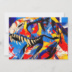 Cartão De Festividades Fusão do Dinossauro T-rex Retro Selvagem