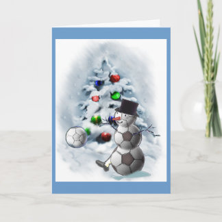 Cartão De Festividades Futebol Ball Snowman Natal