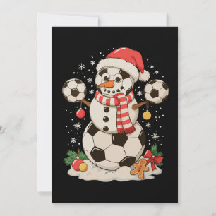 Cartão De Festividades Futebol de Boneco de Neve Natal Inverno Xmas Espor