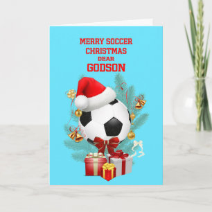 Cartão De Festividades Futebol de Godson de Natal