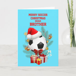 Cartão De Festividades Futebol de Natal do irmão