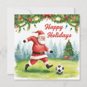 Cartão De Festividades Futebol feliz   Férias Papai Noel Natal