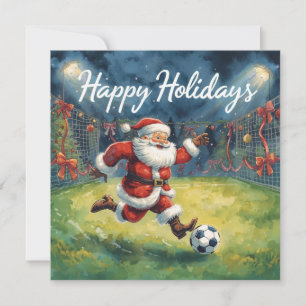 Cartão De Festividades Futebol feliz   Férias Papai Noel Natal