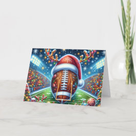 Cartão De Festividades Futebol Fofo com Chifres de Rena Natal