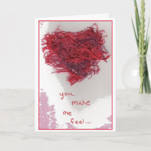 Cartão De Festividades Fuzzy Heart - Valentine's Day Yarn Greeting