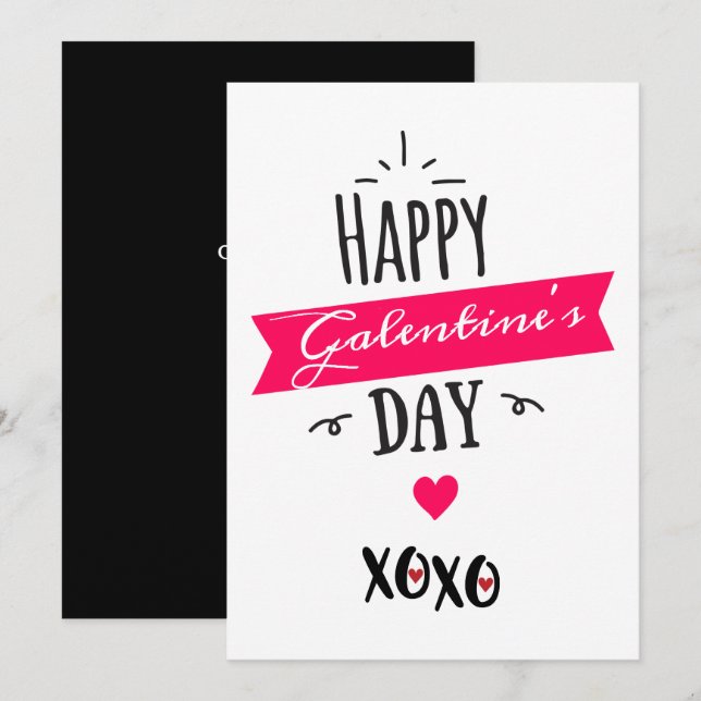 Cartão De Festividades Galentine X ❤ X ☐ | Feliz Dia dos Galentinos rosas (Frente/Verso)