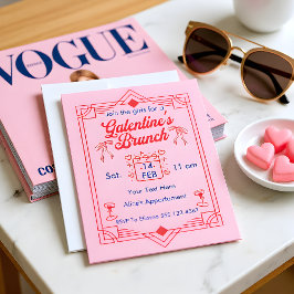 Cartão De Festividades Galentine's Day Brunch Girls  Party Invitation
