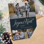 Cartão De Festividades Galeria de Fotos "Joyeux Noel" de Três<br><div class="desc">Personalize estes belos e modernos cartões de natal de Natal ou de inverno com as suas fotografias familiares e a sua mensagem pessoal.</div>