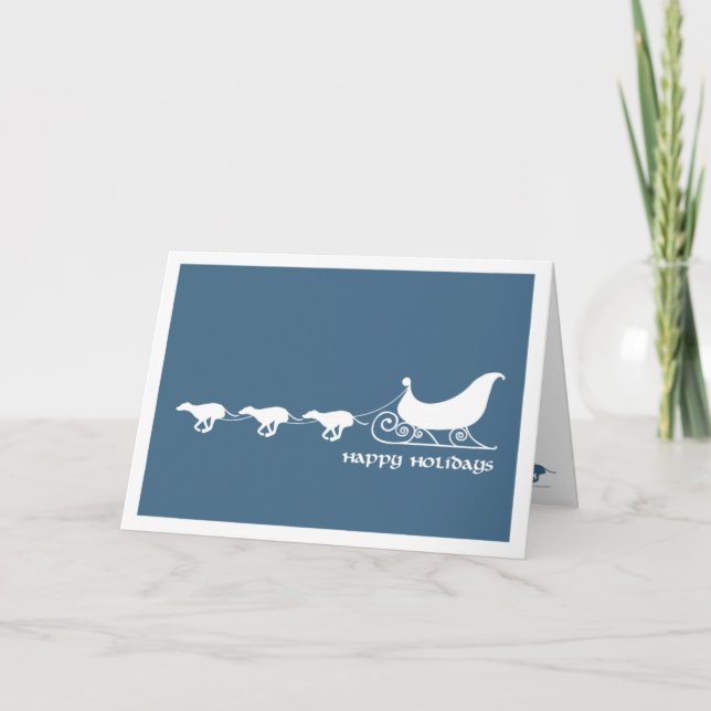 Cartão De Festividades Galgos que puxam o trenó do papai noel (Frente)