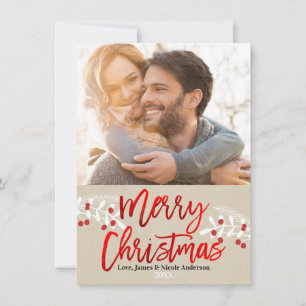 Cartão De Festividades Galho de Natal Moderno em Letra com Papel Alumínio