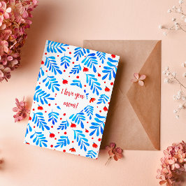 Cartão De Festividades Galhos de aquarelas e flores Eu te amo mãe