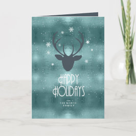 Cartão De Festividades Galhos de Veado Flechas Natal Teal ID861
