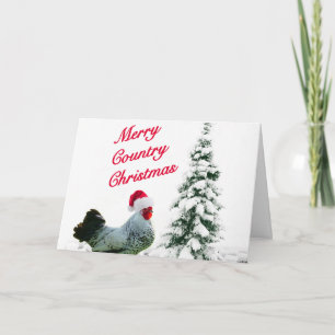 Cartão De Festividades Galinha De Natal Da feliz Com Papai Noel