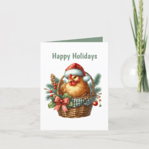 Cartão De Festividades Galinha festiva de Natal personalizável