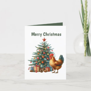 Cartão De Festividades Galinha festiva Feliz de Natal personalizável
