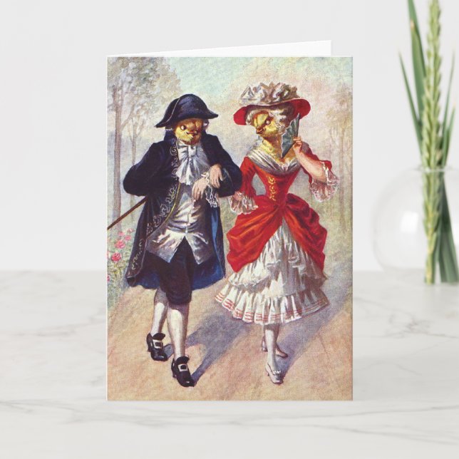 Cartão De Festividades Galinhas Vitorianas (Frente)