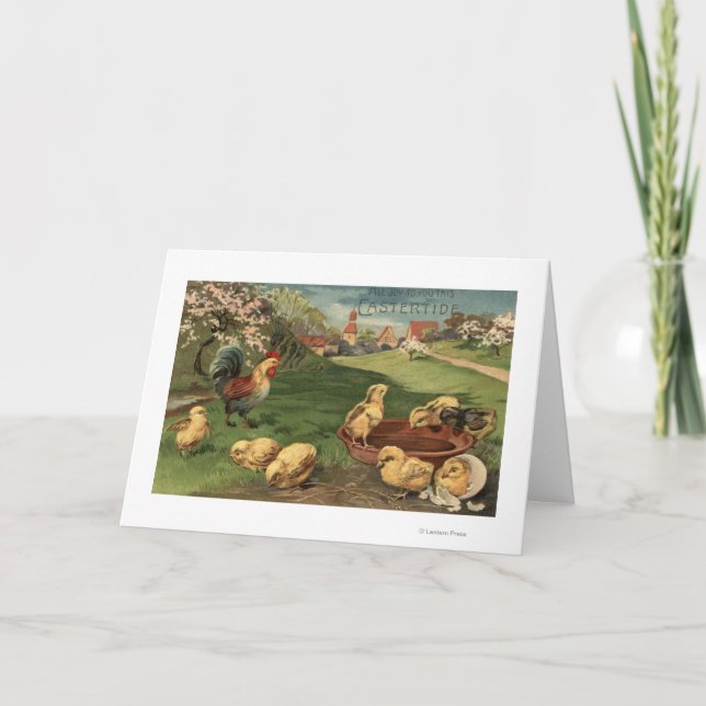 Cartão De Festividades Galo e Pintinhos (Frente)