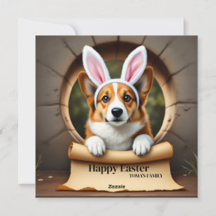 Cartão De Festividades Galsh Corgi dog - com Nome da Família