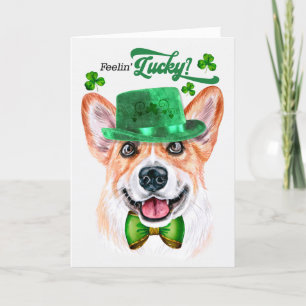 Cartão De Festividades Galsh Corgi Dog Sentindo-se Dia de São Patrício So