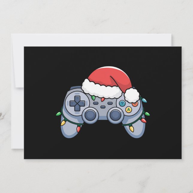 Cartão De Festividades Gamer Santa Hat do Controlador de Vídeo (Frente)
