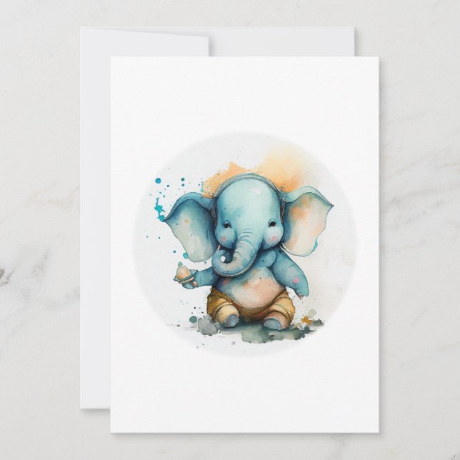 Cartão De Festividades ganesha como um lindo elefante azul (Frente)