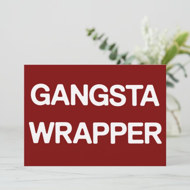 Cartão De Festividades Gangsta Wrapper Natal Divertido Família Correspond (Em pé/Frente)