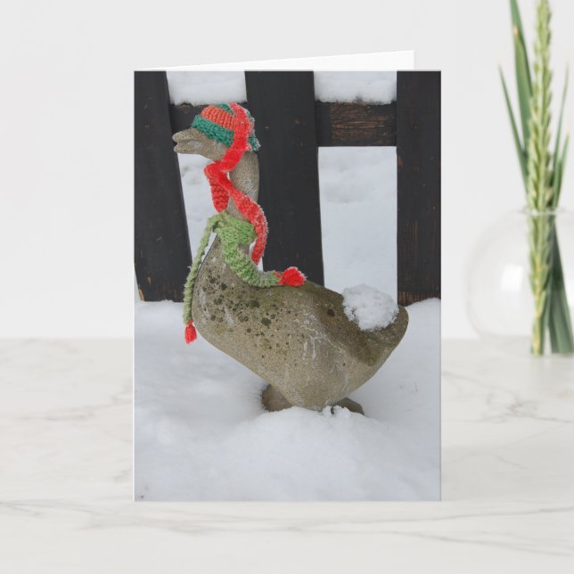 Cartão De Festividades Ganso de Natal (Frente)