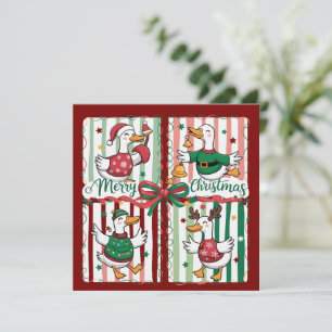 Cartão De Festividades Ganso de Natal Animal de Férias Engraçado Rena Pat