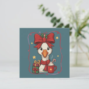 Cartão De Festividades Ganso de Natal Combinando Fofos Patos Divertidos d