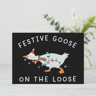 Cartão De Festividades Ganso Festivo à Solta Natal Pato Engraçado