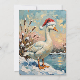 Cartão De Festividades Ganso Vintage com Chapéu de Papai Noel por Frozen