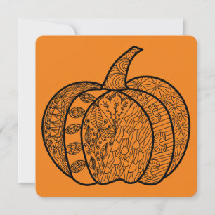 Cartão De Festividades Garabatos de Halloween boho mandala abóboras Outon