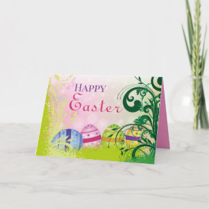 Cartão De Festividades Garden Flowers and Easter Eggs Holiday Card