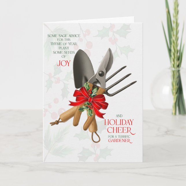 Cartão De Festividades Gardener Sage Advice for Joy and Cheer (Frente)