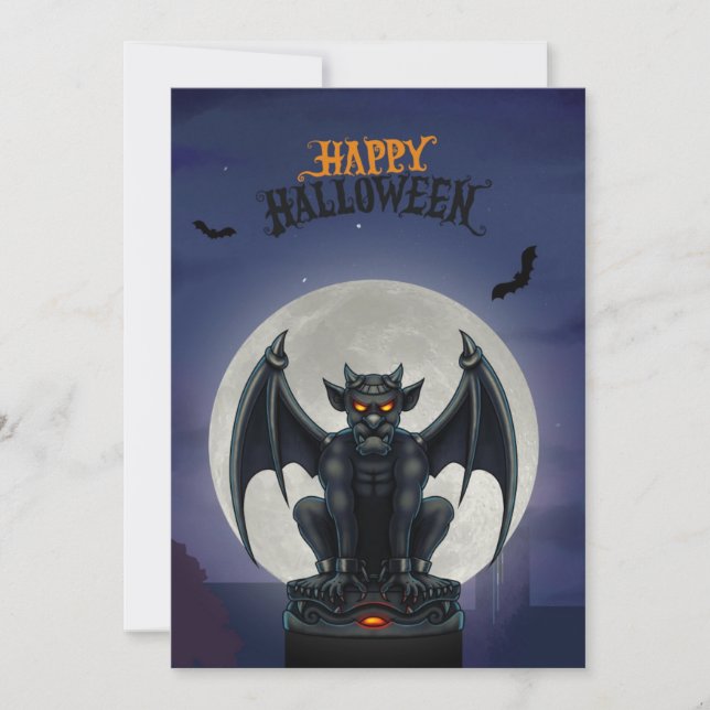 Cartão De Festividades Gargoyle Happy Halloween card (Frente)