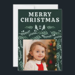 Cartão De Festividades Garland Border Green - Duas Fotografias<br><div class="desc">Uma bela mão ilustrada design de borda botânica verde faz um Cartões de foto de Natal elegante e festivo de dois lados. Suas próprias 2 fotos podem ser adicionadas.</div>