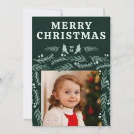 Cartão De Festividades Garland Border Green - Duas Fotografias