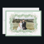 Cartão De Festividades Garland de Natal com Aquarela com Stocks Horizonta<br><div class="desc">Watercolor Christmas Garland Stoking Vintage One Photo Holiday Card (Garland Natal Com Aquarelas). Este belo Cartões de foto de Natal apresenta a aquarela da terra natalícia com arcos brancos como quadro para uma foto. Voltar ao convite é o Natal Stockings com a terra natalícia e arcos. É perfeito se você...</div>