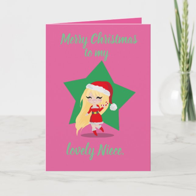 Cartão De Festividades Garota de Natal. (Frente)