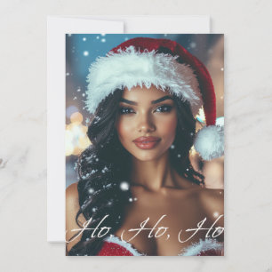Cartão De Festividades Garota do Papai Noel - Ho Ho Ho - Natal