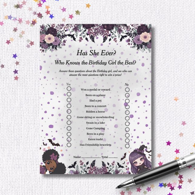 Cartão De Festividades Garota Gothic de Aniversário Spooky Ela Já Fez O J (Spooky Gothic Birthday girl Has She Ever Game card)