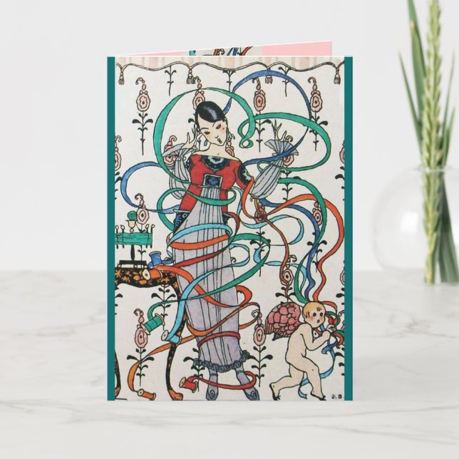 Cartão De Festividades GAROTA JOVEM,FRILHÕES COORDENADAS,CHEIAS,Namorados (Frente)