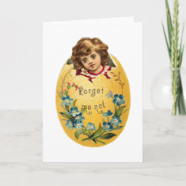 Cartão De Festividades Garota no Ovo Esquece-me Não