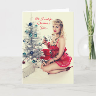 Cartão De Festividades Garota pinup engraçada e sexy personalizável