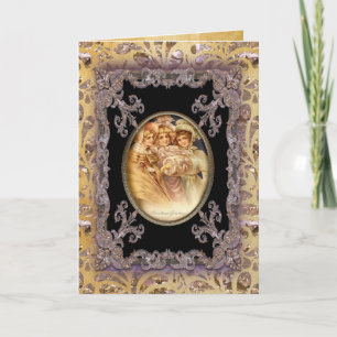 Cartão De Festividades Garota Saudações Vitoriana