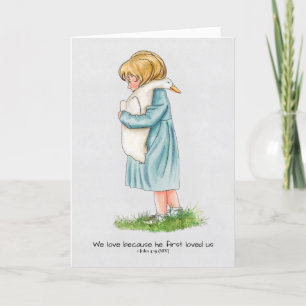 Cartão De Festividades Garotinha, Bíblia verso, feita à mão